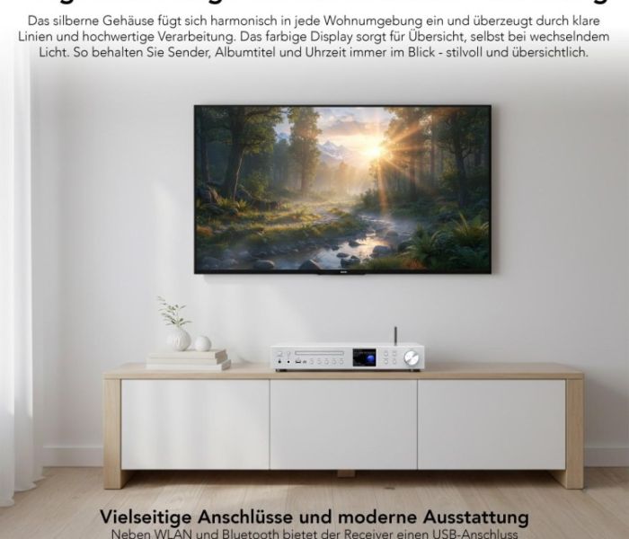 VR-Radio WLAN-Internetradio-Receiver IRS-825, DAB+/UKW, CD, (Foto: PEARL GmbH)